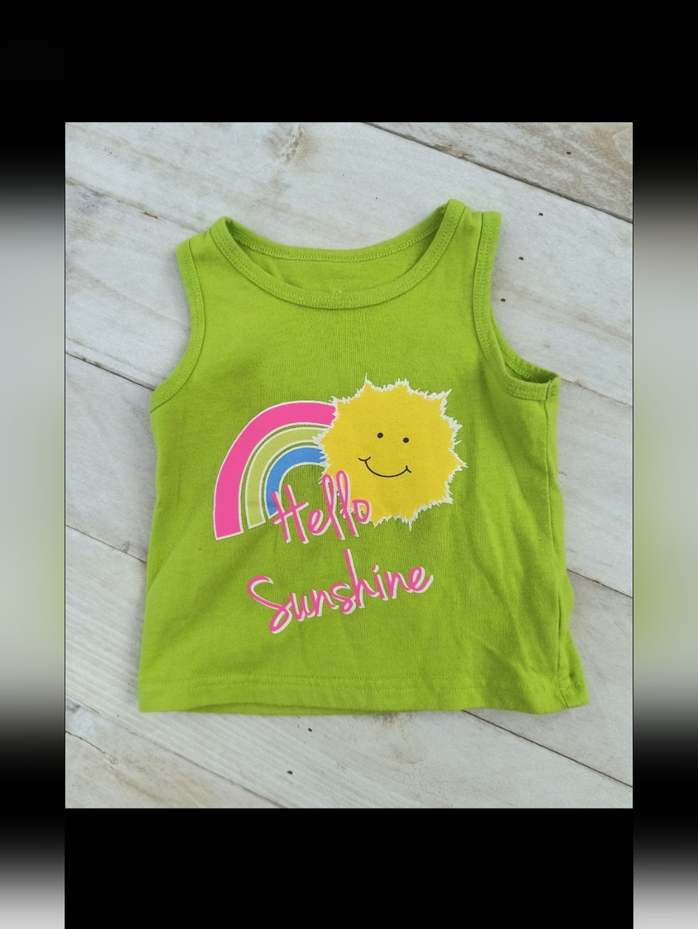 Kidgets Girls Toddler Hello Sunshine Rainbow Graphics Tank Top Size 2T Green